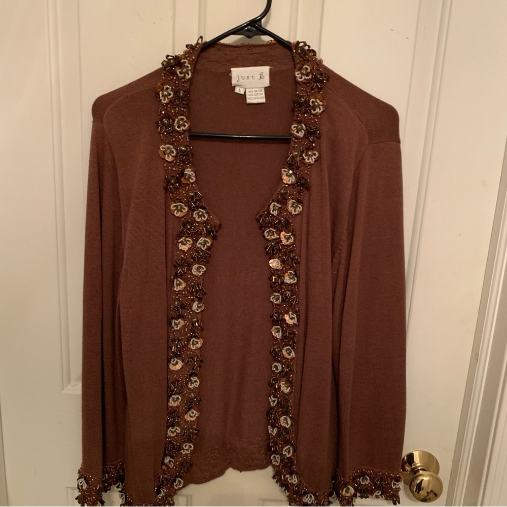 Women’s Brown Beaded Cardigan